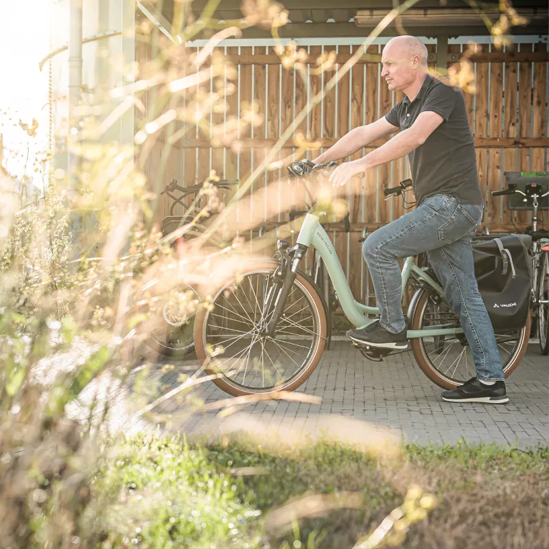 Colleague form Bekina with a bicycle 