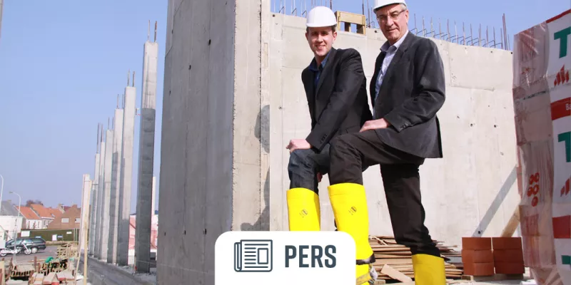 Thomas and George Vanderbeke at the laying of the building's foundation stone